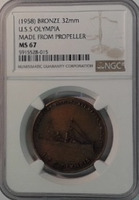 NGC 1958 Bronze 32mm U.S.S. Olympia Made From Propeller