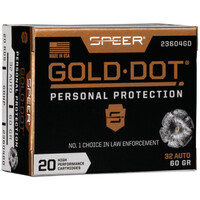 Speer Gold Dot Personal Protection .32 ACP Ammunition 20 Rounds 60 Grain GDHP 96