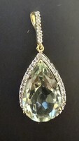 Pendant 10kt 2.45G Lt Green Pear Shape Stone