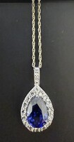 Pendant 10kt 2.91G Blue Stone Pend/w small neckalce