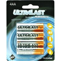 ULTRALAST 4 PACK "AA" ALKALINE BATTERIES