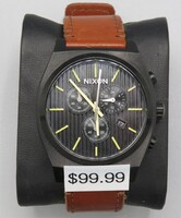 NIXON SYNCHRONICITY BLACK DIAL & LEATHER BAND WATCH
