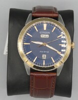 Citizen Eco-Drive® Corso Two-Tone Brown Strap Watch with Navy Blue Dial