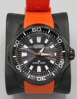 CITIZEN PROMASTER DIVER WATCH BLACK W/ ORANGE BAND STYLE BN0088-03E