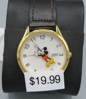 LORUS VINTAGE MICKEY MOUSE WATCH MOVING MICKEY, LEATHER BAND V531-6A20