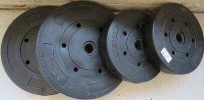  SET OF 2-15LB AND 2-25LB CONCRETE FILLED WEIGHTS