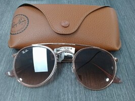 RAY BAN ROUND BRIDGE ROSE GOLD SUNGLASSES RB3647-N