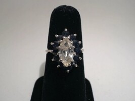  14kt White and Blue Stone Ring 