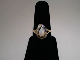  10kt Opal Ring with blue gemstones