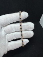  10kt Yellow Gold Diamond Bracelet with Blue Stones