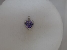  10KT GOLD HEART WITH PURPLE STONE