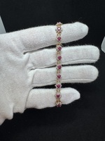  14kt Yellow Gold Tennis Bracelet with Red Stones