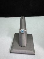  14kt White Gold Ring with Blue Stones and Diamonds
