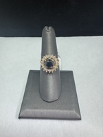  14kt Yellow Gold Ring with Black Stone and Diamonds