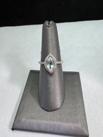  14kt White Blue Stone Ring