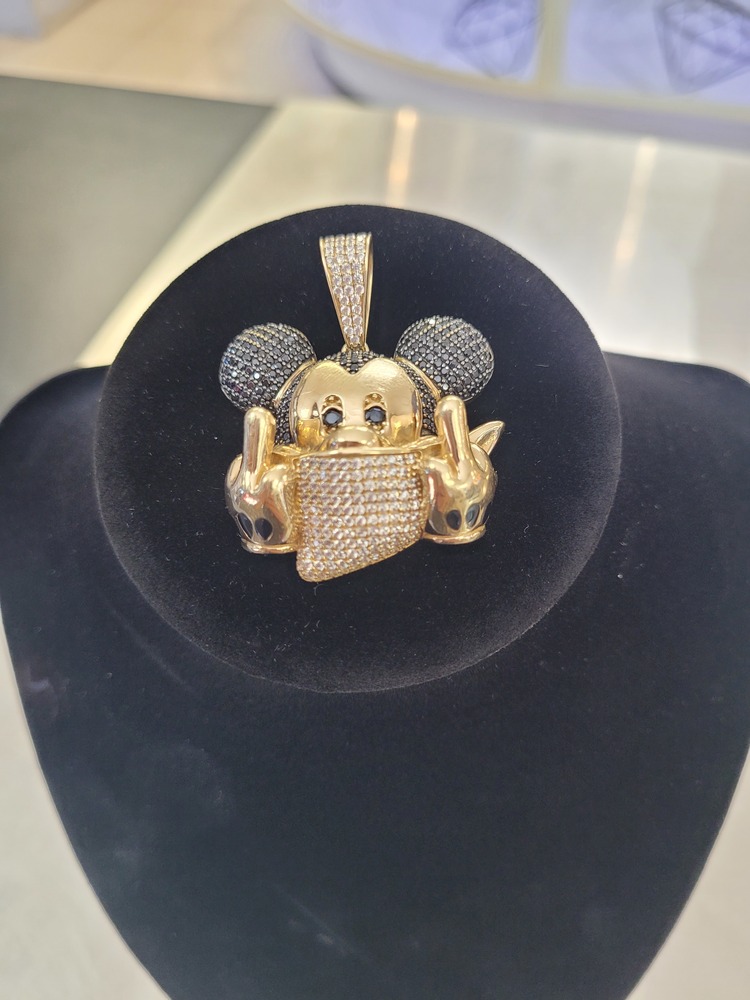 Fed Up Mickey Mouse Gold Pendant 