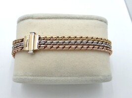  Gold Bracelet 7.90DWT 14kt tritone bracelet ~6"