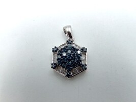  1.80DWT 10kt ~.75ctw blue diamond snowflake pendant