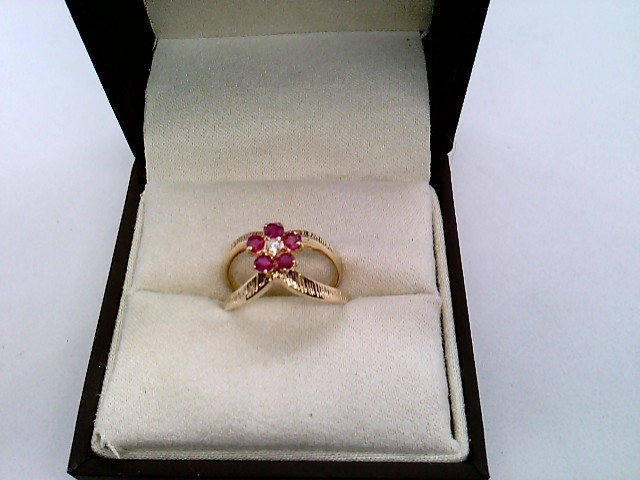 Diamond/Ruby Floral Cluster 