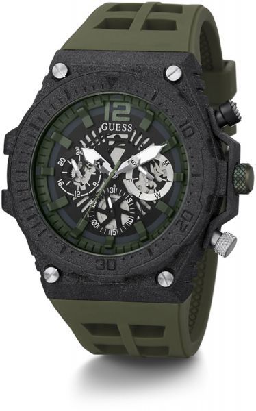 GUESS Sporty Silicone Watch, Green/Black, Quartz Watch