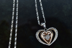 White Gold Necklace w/ Heart Pendant