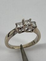 14KT White Gold Diamond Trio Ring Size 5 3.3g