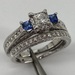 14KT White Gold Diamond and Sapphire Ring Size 8.5 6.9g