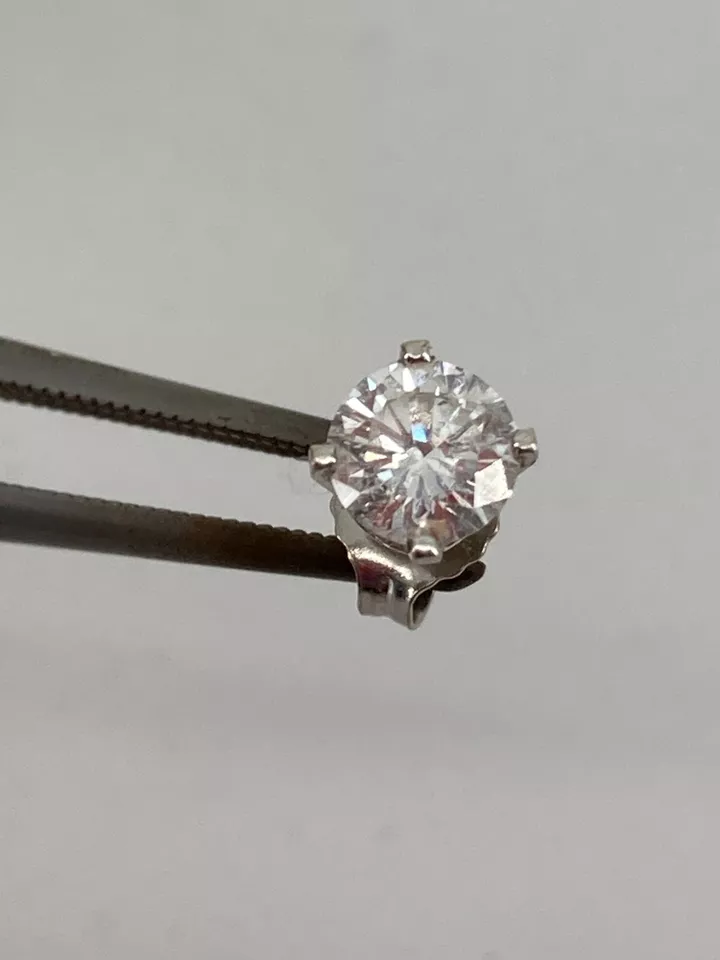14KT White Gold Diamond Stud Earring Approx 44pts .5g 4.98mm