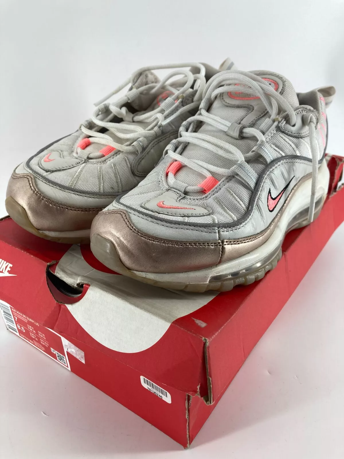Wm 8.5] NIKE AIR MAX 98 Orewood Brown Running Shoes White Rose Gold