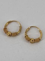 21KT Yellow Gold Mini Hoop Earrings 2g