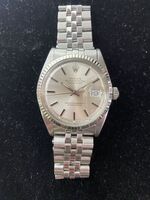 Vintage Rolex Datejust 1601 Silver Index Stainless Steel Watch 1966