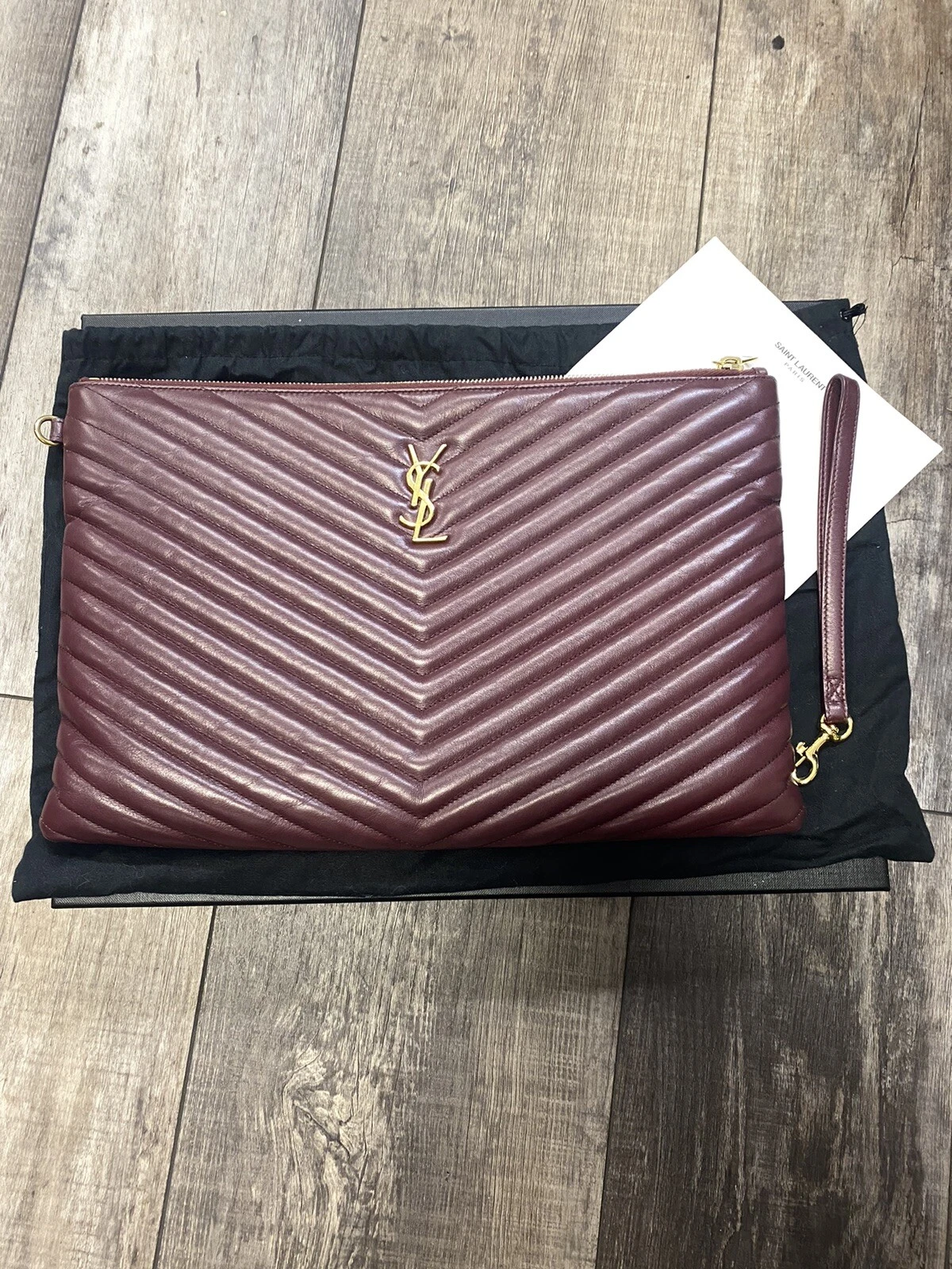 SAINT LAURENT Paris Matelasse YSL Monogram Quilted Leather Bag Red