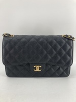 Chanel Black Caviar Double Flap Jumbo Bag Authentic