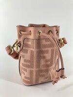 Authentic Fendi Pink Mon Tresor Canvas FF Mini Zucca Bucket Bag