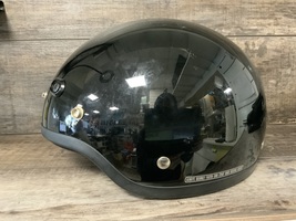 Mens Open Face Black DOT Approved Motorcycle Helmet Large