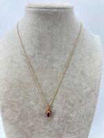 14KT Yellow Gold Necklace with Ruby and Diamond Pendant 16in 2.7g