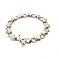 Tiffany & Co Sterling Silver Heart Arrow Link Toggle Bracelet w/ Pouch