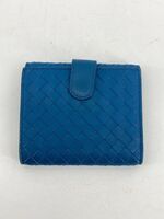 Bottega Veneta Women's Intrecciato Lambskin Bifold Wallet Blue