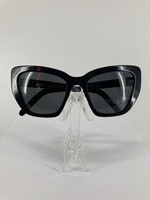 Prada CATWALK PR 08V 55-19 Black / Black Cateye Sunglasses 1AB-5S0