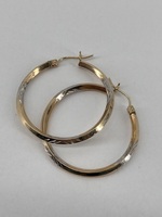14KT Two-Tone Gold Hoop Earrings 2.6g