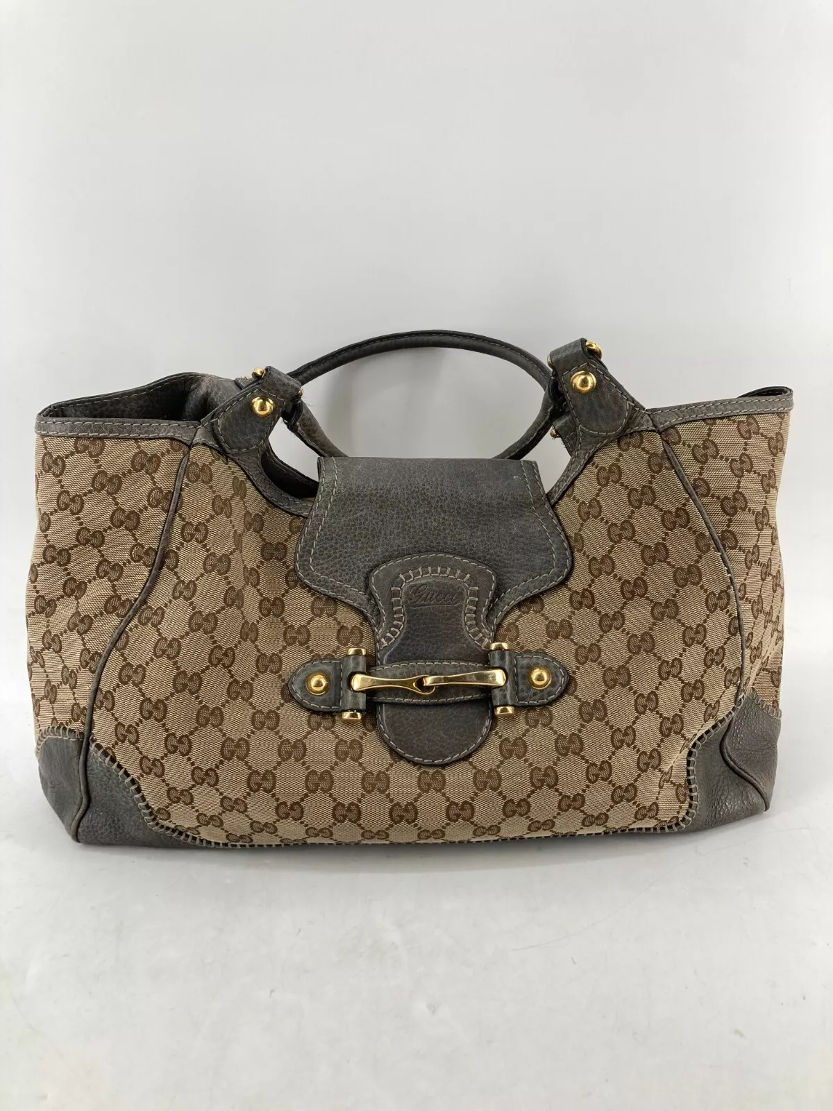 Gucci Horsebit Leather Shoulder Bag Beige