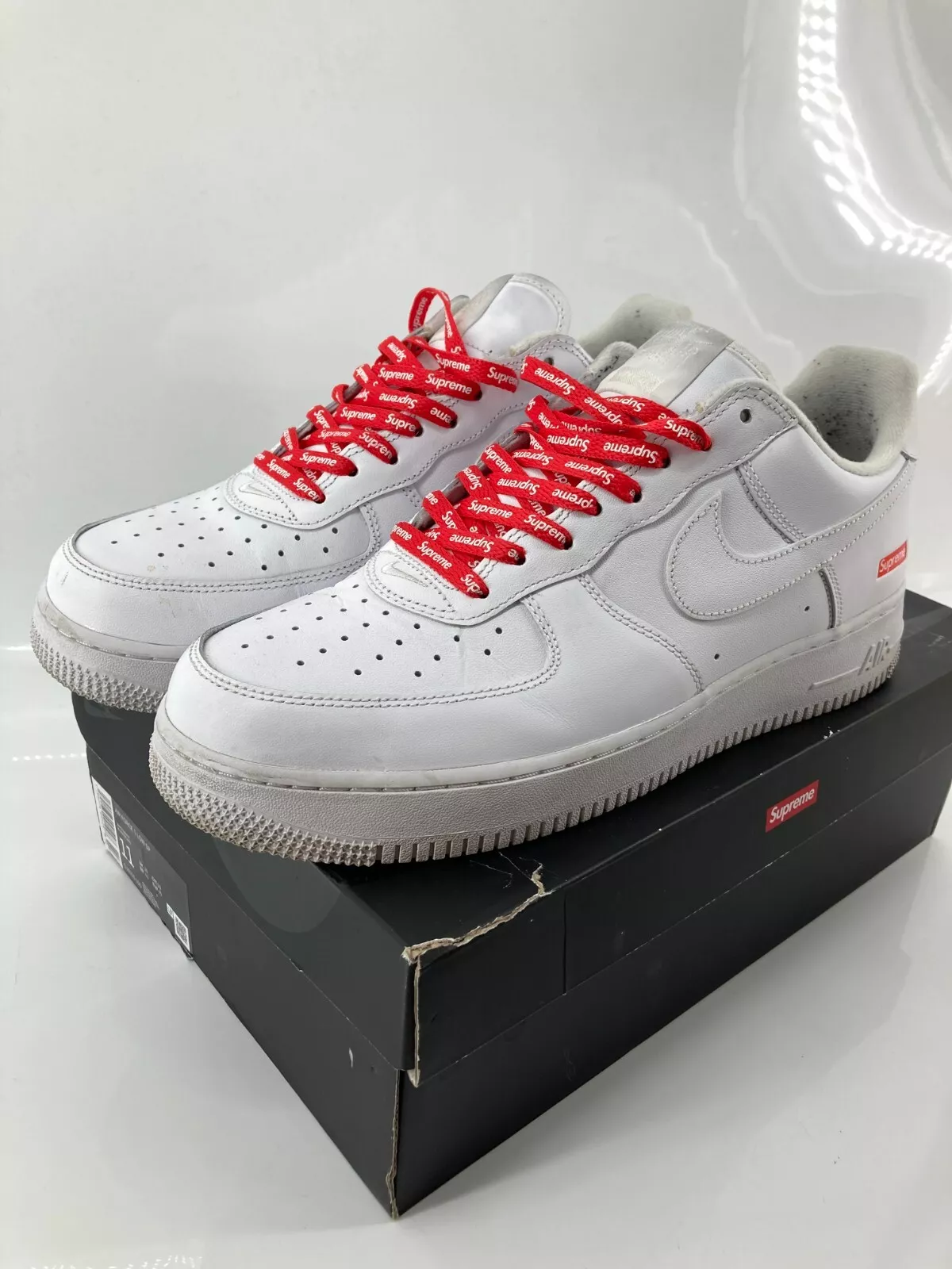 Nike Air Force 1-Supreme Low Box Logo - White Size 11