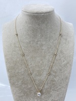 14KT Yellow Gold Necklace with CZs 3.1g 18in 0.7mm