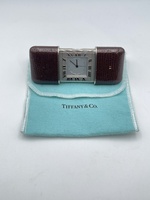 Tiffany & Co Atlas Travel Watch Clock Brown Leather Vintage