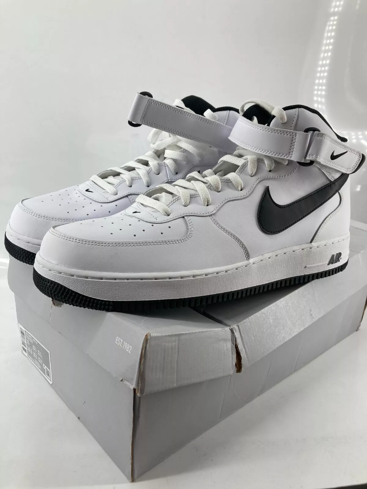 Nike Air Force 1 Mid '07 Triple White Black Sneakers DV0806-101 Men’s Size 15