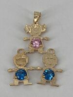 14KT Yellow Gold Children with CZs Pendant 2.6g
