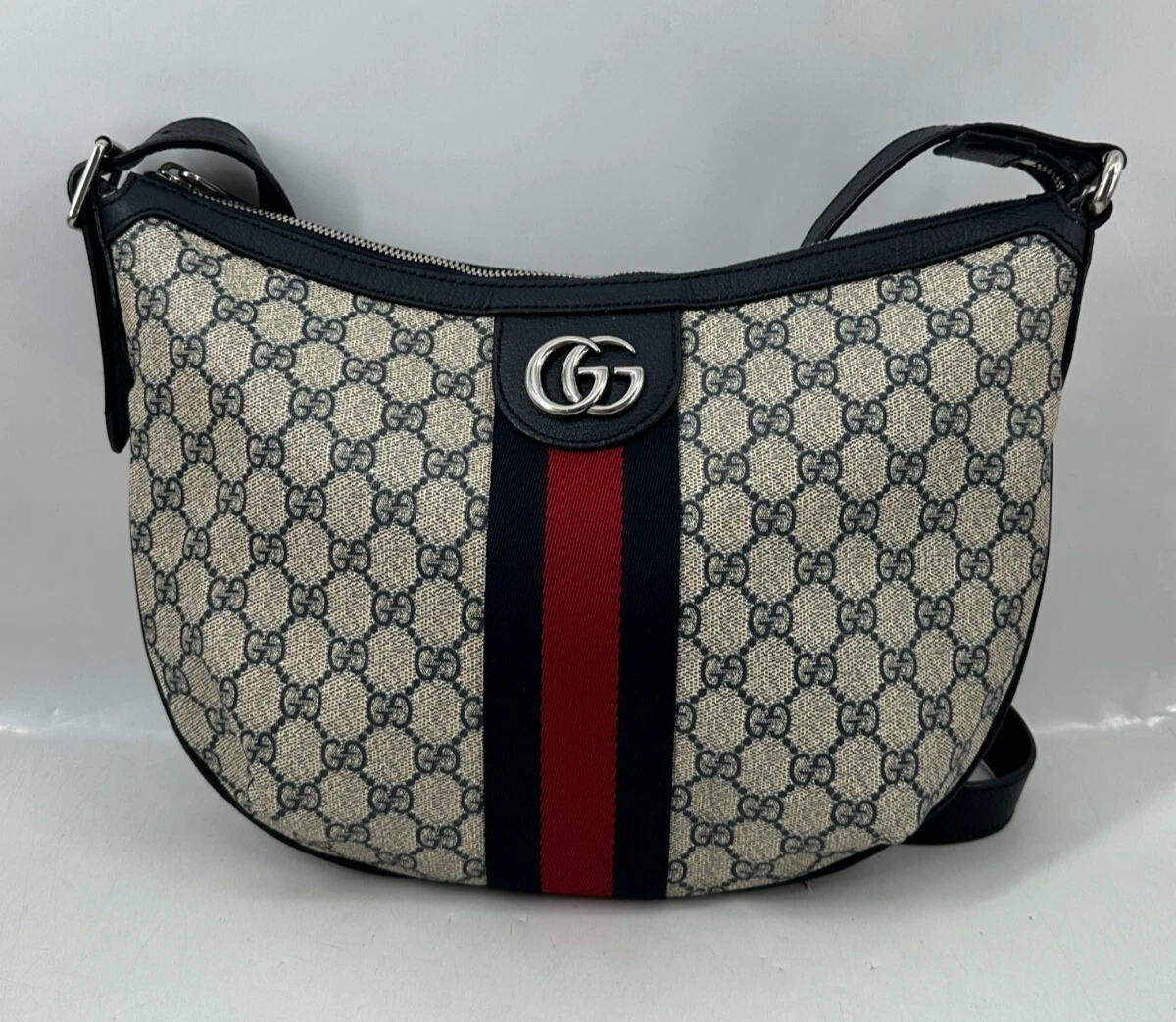 Gucci GG Supreme Ophidia Half Moon Shoulder Bag