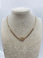 14KT Yellow Gold Gucci Link Necklace with Diamond Pendant 16in 10.5g