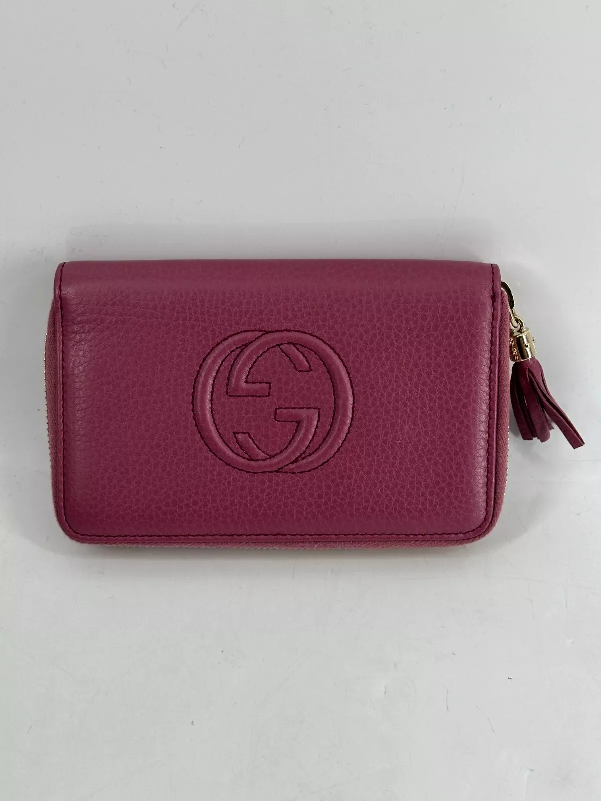 GUCCI Soho Interlocking G Tassel Patent Leather Zippy Long Wallet