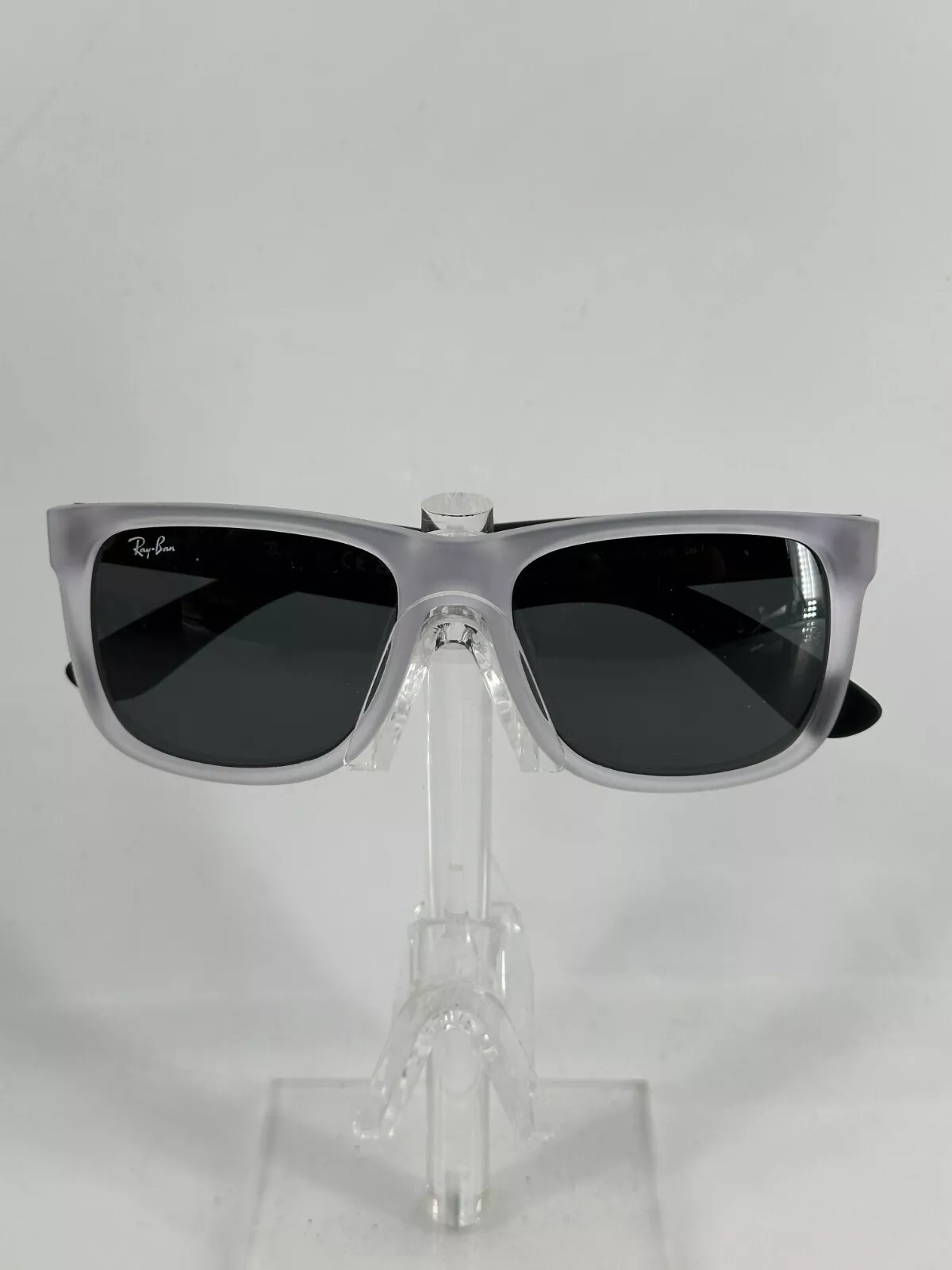 Ray-Ban RB4165 Justin 6512/87 Matte Transparent Sunglasses Grey Lens